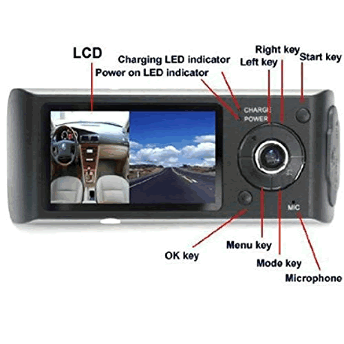 Generic R300 Double Caméra voiture DVR Dash HD 6,9 cm Écran GPS accéléromètre deux Objectif 